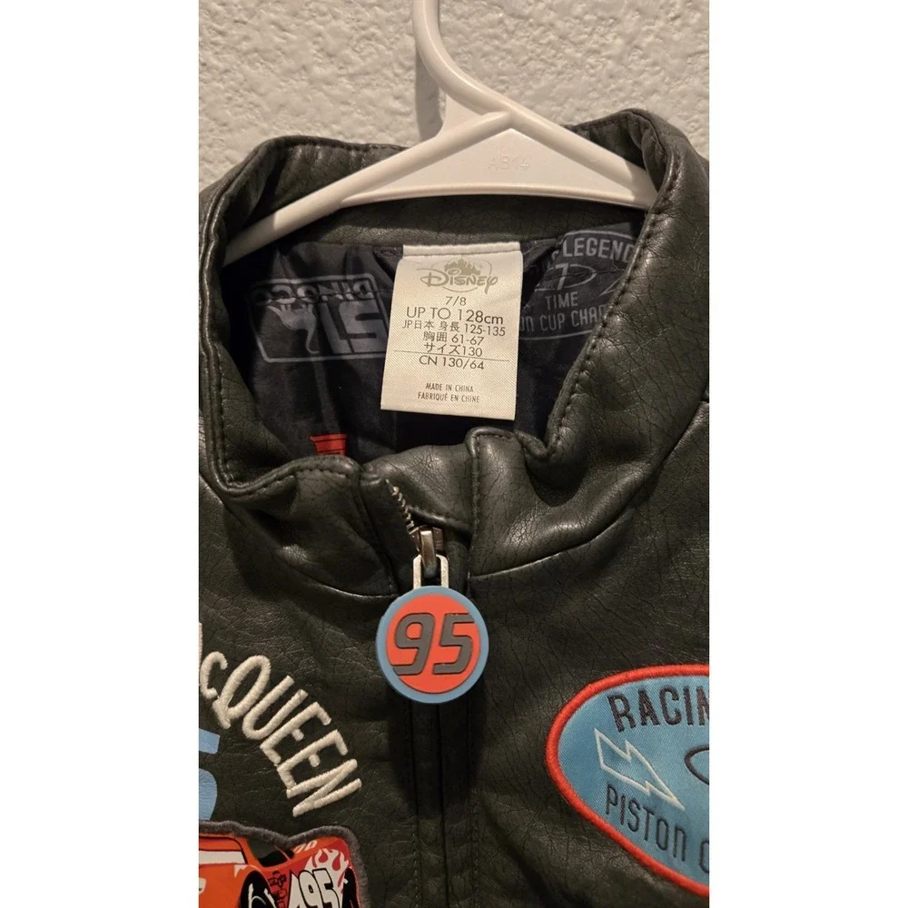 Disney Cars Lightning McQueen 95 Kids Faux Leather Jacket Size 7/8